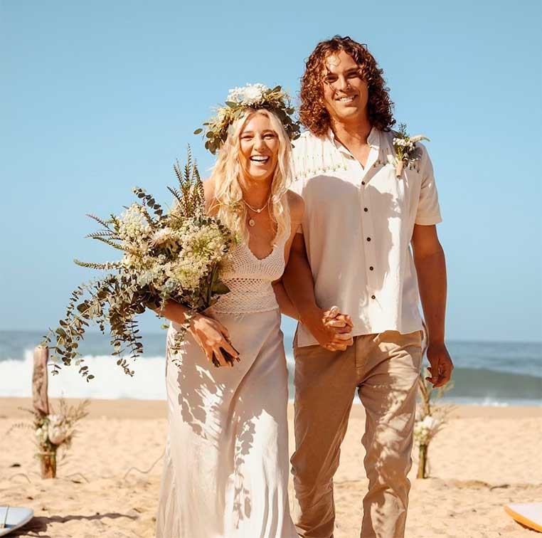 Couple getting married on the beach